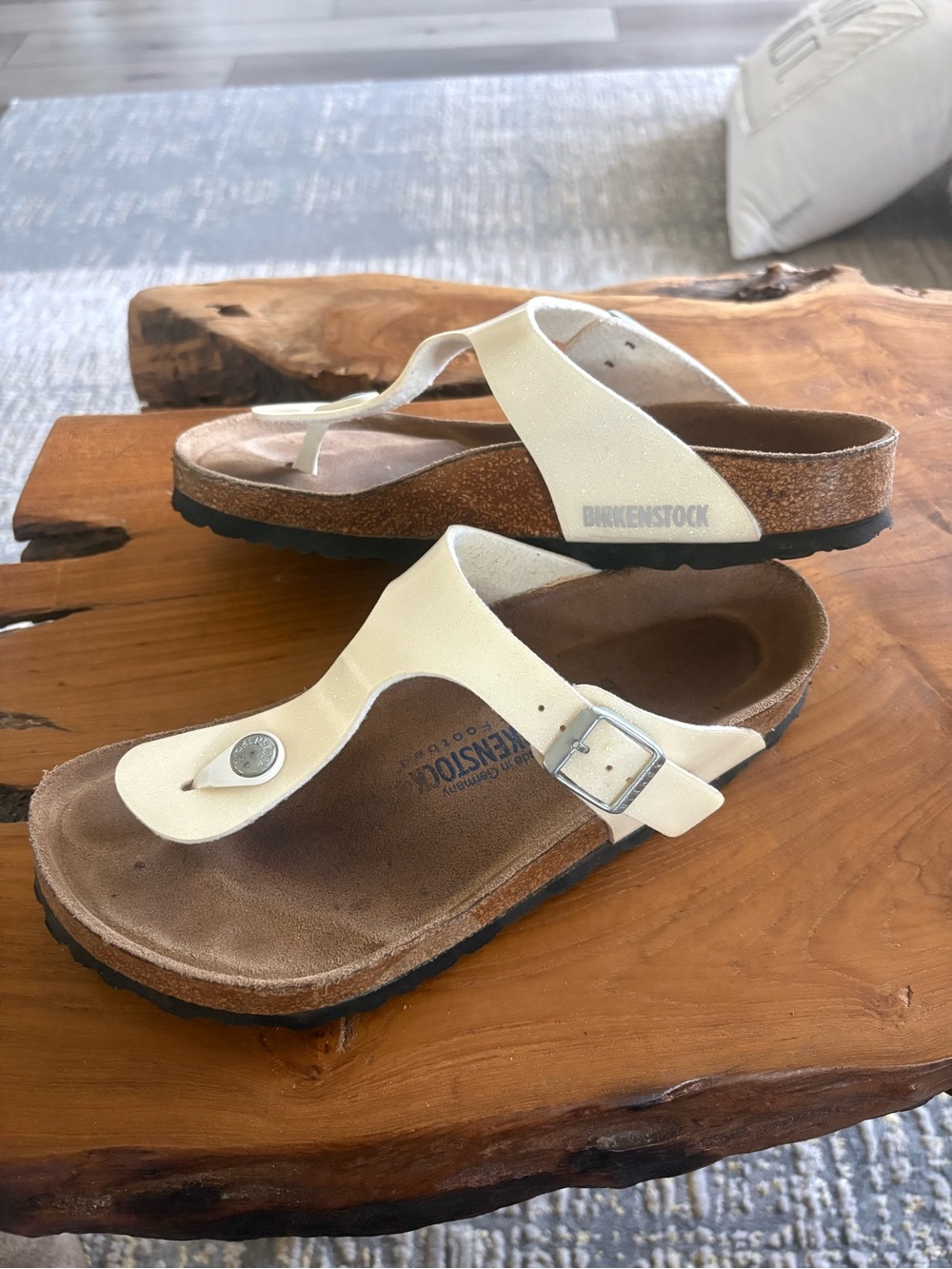 Birkenstock Light Yellow Thong Sandals with Buckle